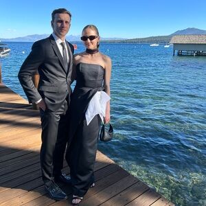 Strapless Black Tie Vintage Victor Costa Dress with Bow Detail